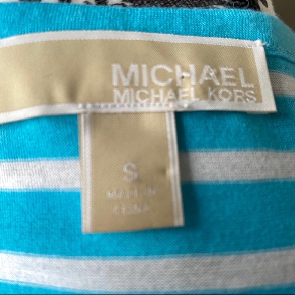 MICHAEL KORS Teal & White Striped Tank Top size Small* - Picture 5 of 7